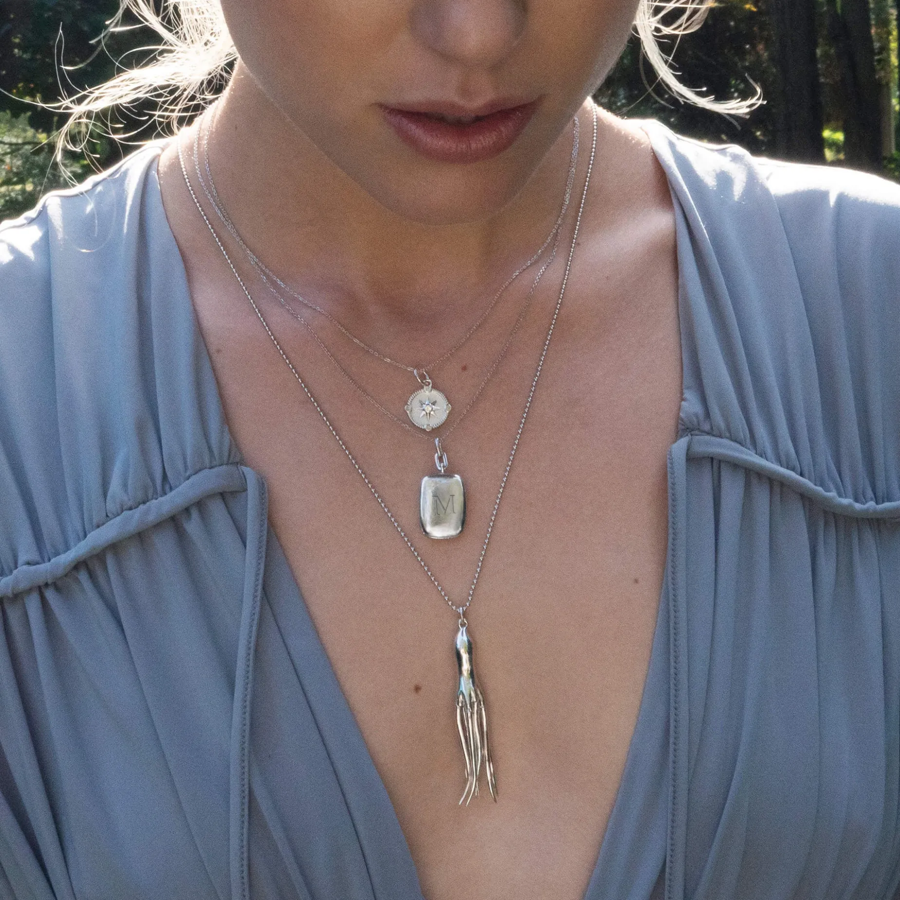 Slim Rectangle "Dee" Sterling Silver Engraved Locket Necklace