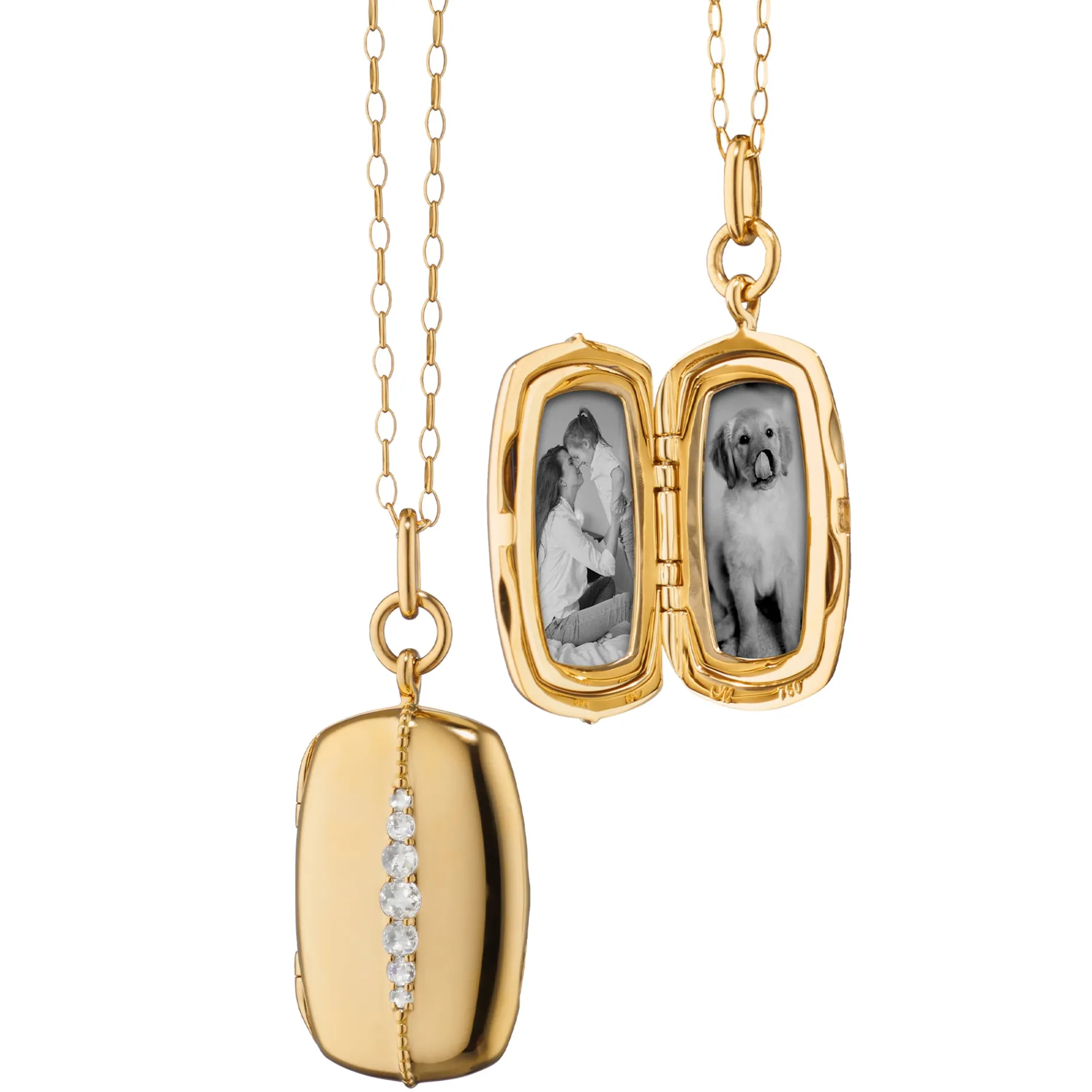 Slim Rectangle "Kate" 18K Gold Locket Necklace
