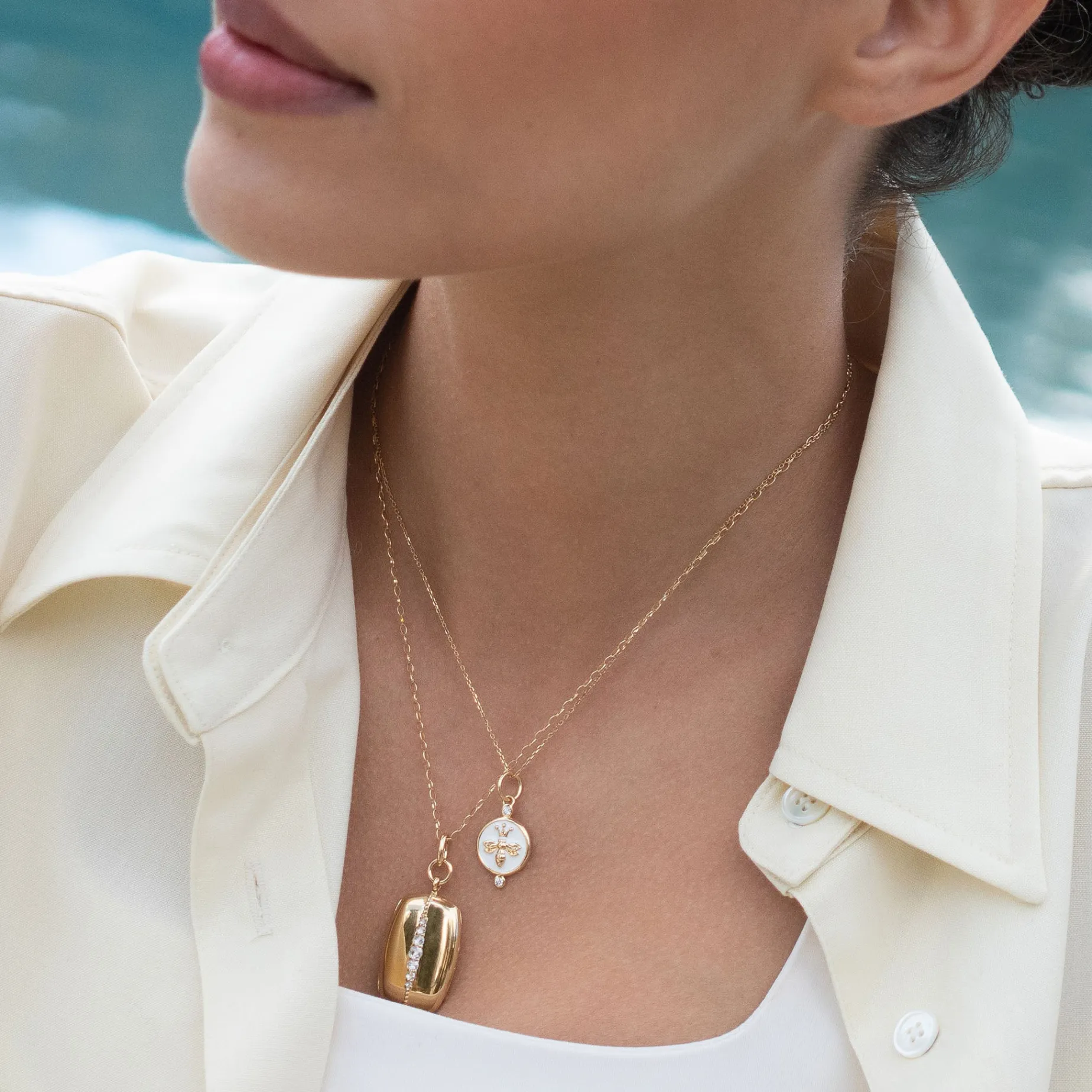 Slim Rectangle "Kate" 18K Gold Locket Necklace