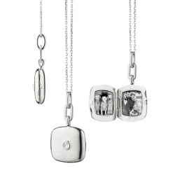 Slim "Viv" Locket Necklace with Sapphire