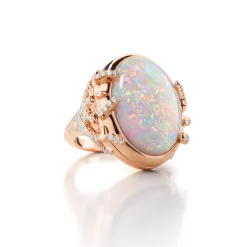Special Edition Australian Crystal Opal Locket Ring with Diamonds
