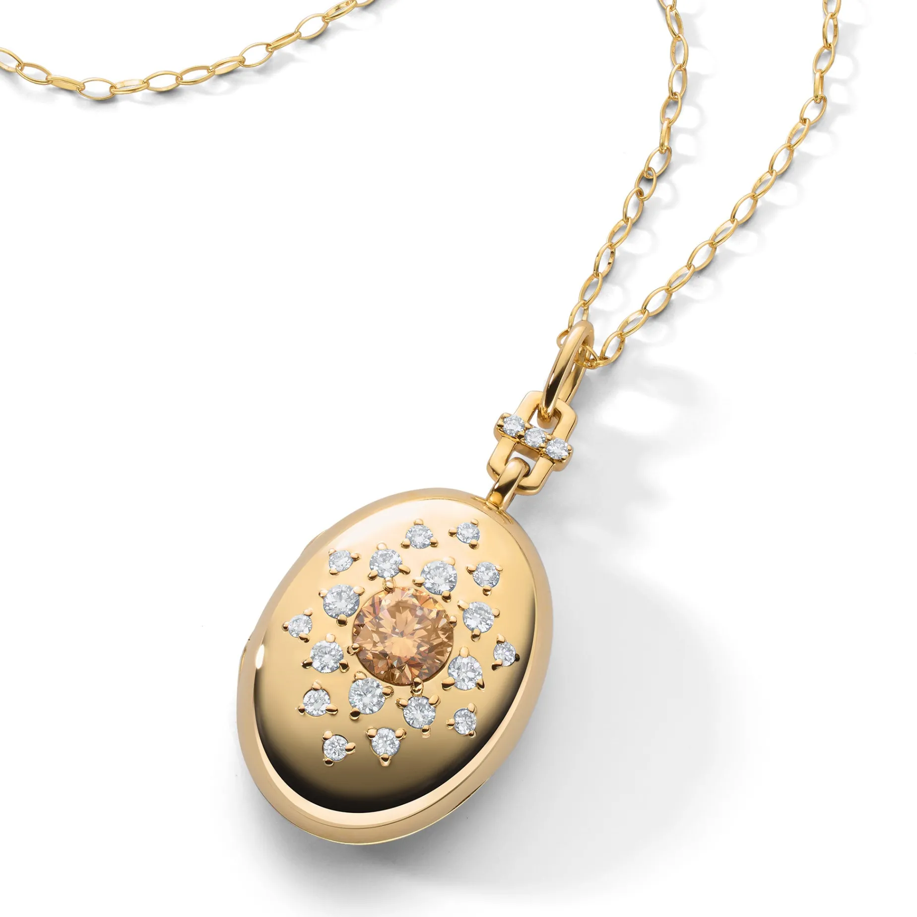Special Edition Cognac and White Diamond Locket Necklace