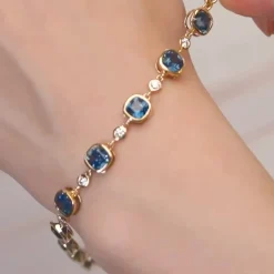 Special Edition Cushion Cut Montana Blue Sapphire Tennis Bracelet