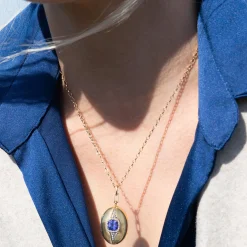 Special Edition Cushion Tanzanite Locket with Diamond Halo