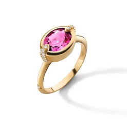 Special Edition Deep Set Points North Ring with Pink Cuprian Tourmaline and Diamonds