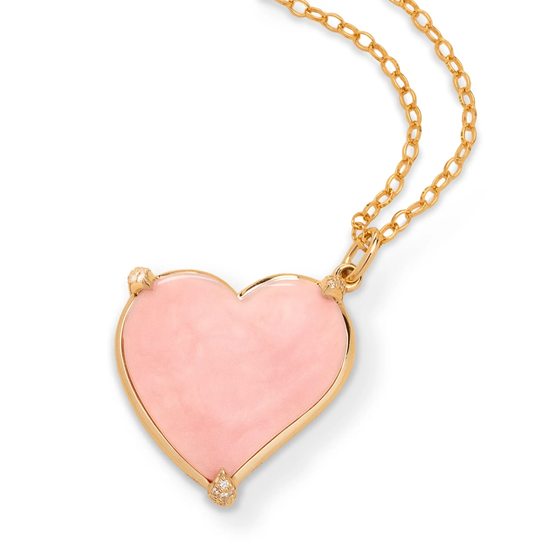 Special Edition Engraveable Pink Opal Heart Necklace