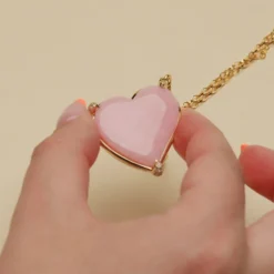Special Edition Engraveable Pink Opal Heart Necklace