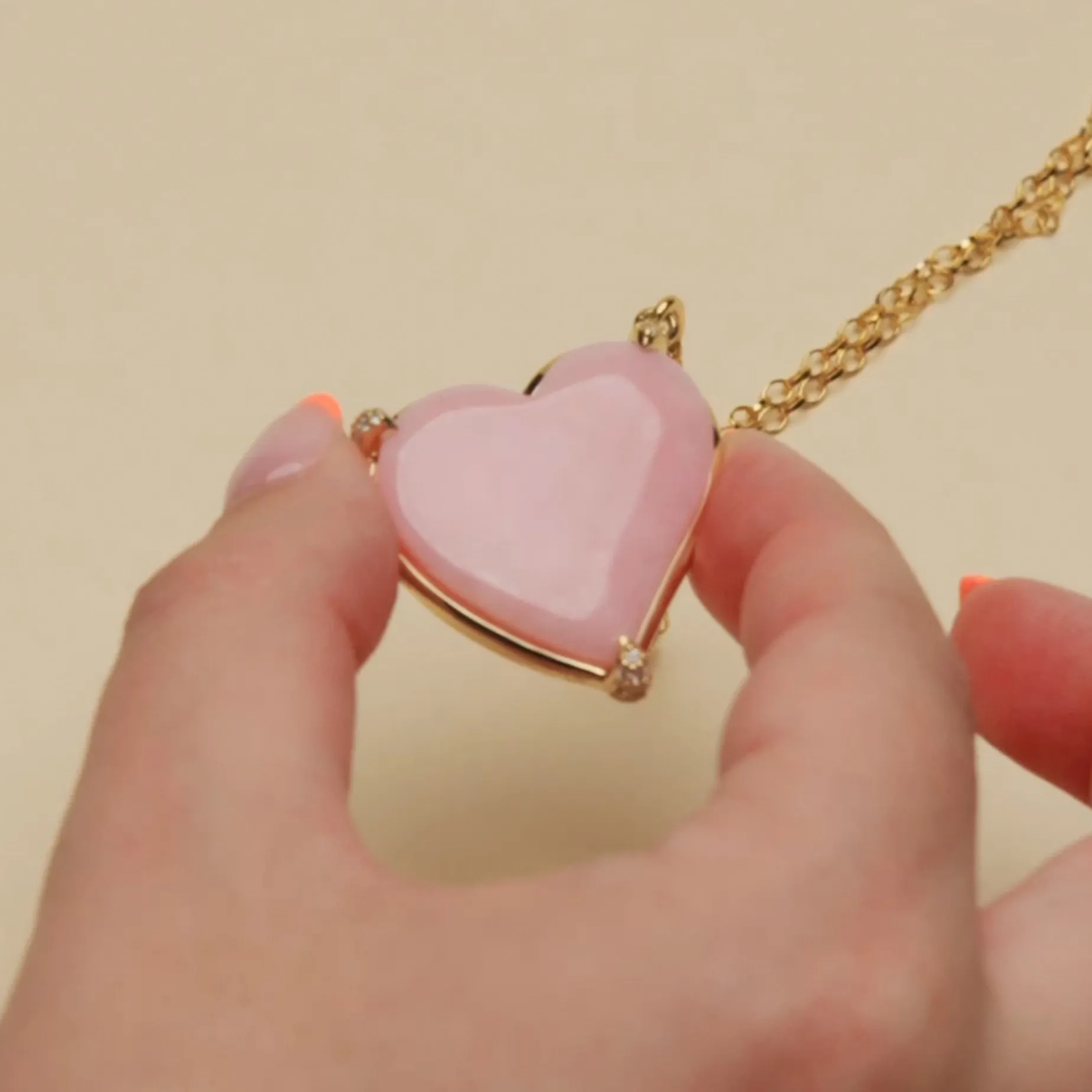 Special Edition Engraveable Pink Opal Heart Necklace