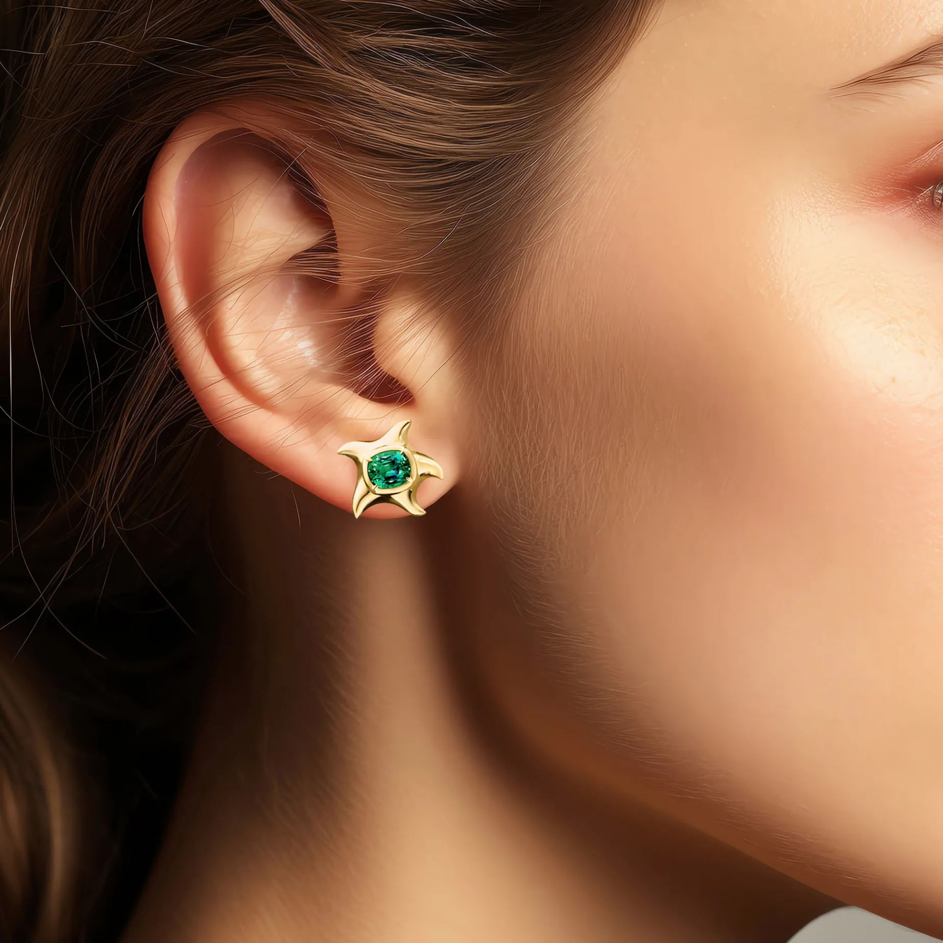 Special Edition Green Tourmaline Starfish Earrings