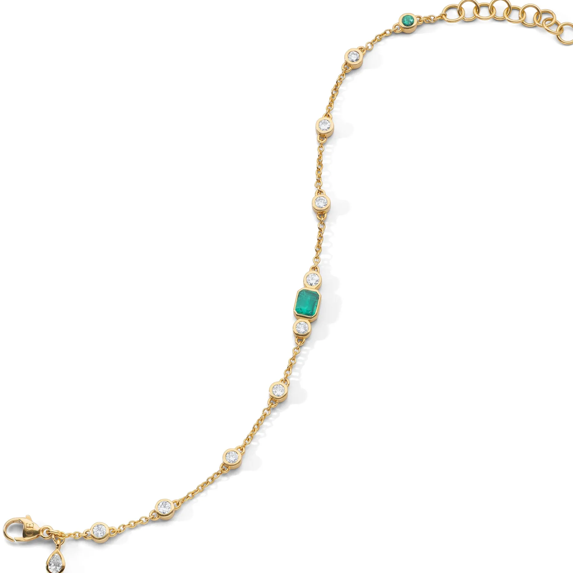 Staggered Diamond & Emerald Tennis Bracelet