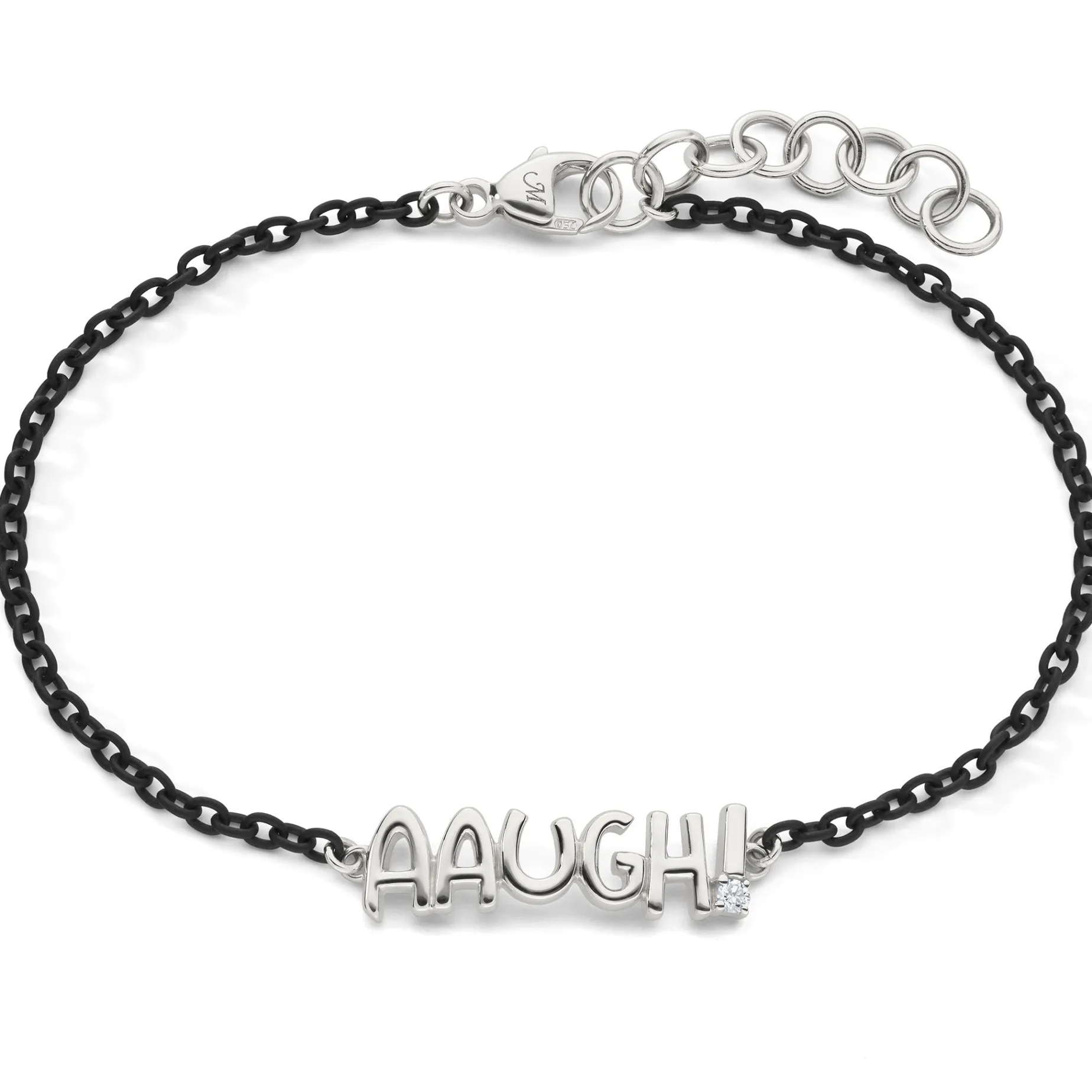 Sterling Silver and Black Steel “AAUGH!” Bracelet