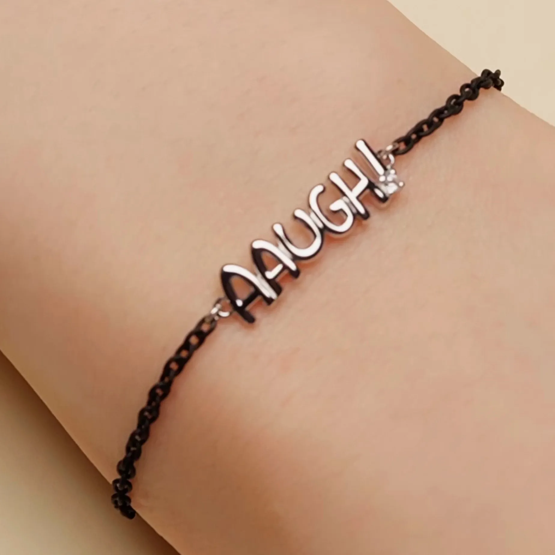 Sterling Silver and Black Steel “AAUGH!” Bracelet
