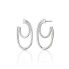 Sterling Silver Double Oval “Galaxy Wrap Hoop” Earrings with Baguette White Sapphire