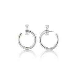 Sterling Silver Midi "Galaxy Wrap Hoop" Earrings with White Sapphires