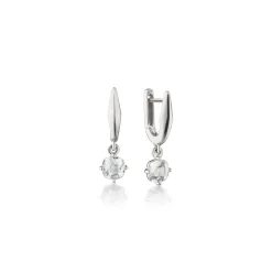Sterling Silver "Points North" Earrings with Rock Crystal