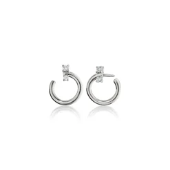Sterling Silver Small "Galaxy Wrap Hoop" Earring with White Sapphires