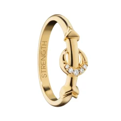 Strength Arrow and Moon Poesy Stackable Ring