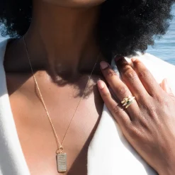 Strength Arrow and Moon Poesy Stackable Ring