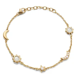 Sun, Moon and Stars Diamond and Moonstone Chain Bracelet