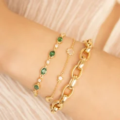 Sun, Moon and Stars Diamond and Moonstone Chain Bracelet