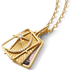 Sun, Moon and Stars 18K Gold Gate Locket