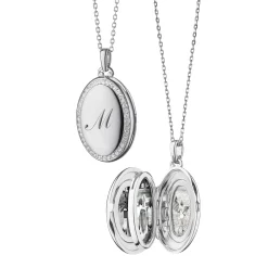 The Four Image "Midi" Sapphire Engraved Locket Necklace