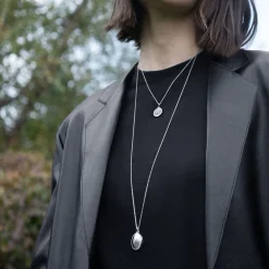 The Four Image "Midi" Sapphire Engraved Locket Necklace