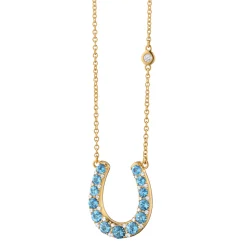 The Horseshoe Necklace with Aquamarine and Diamonds