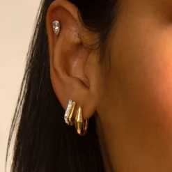 Two-Tone Infinity Huggie Earrings with Sapphires