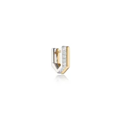 Two-Tone Infinity Huggie Earrings with Sapphires