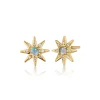 Water Opal & Diamond Star Stud Earrings