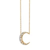 Water Opal Midi Crescent Moon Necklace with Diamonds