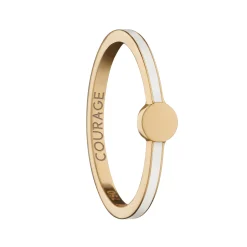 White "Courage" Signet Poesy Stackable Ring
