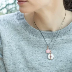 White Enamel and Vermeil Round Locket with Pink Sapphire