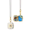 White Enamel Vermeil Cushion Locket with Blue Sapphire