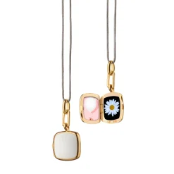 White Enamel Vermeil Cushion Locket