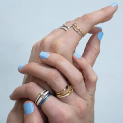 White "Imagine" Arrow Poesy Stackable Ring